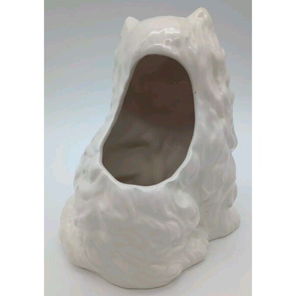 Persian Sitting Cat Planter white blue bow pink roses Tiawan Kitty Kitten - Picture 4 of 8